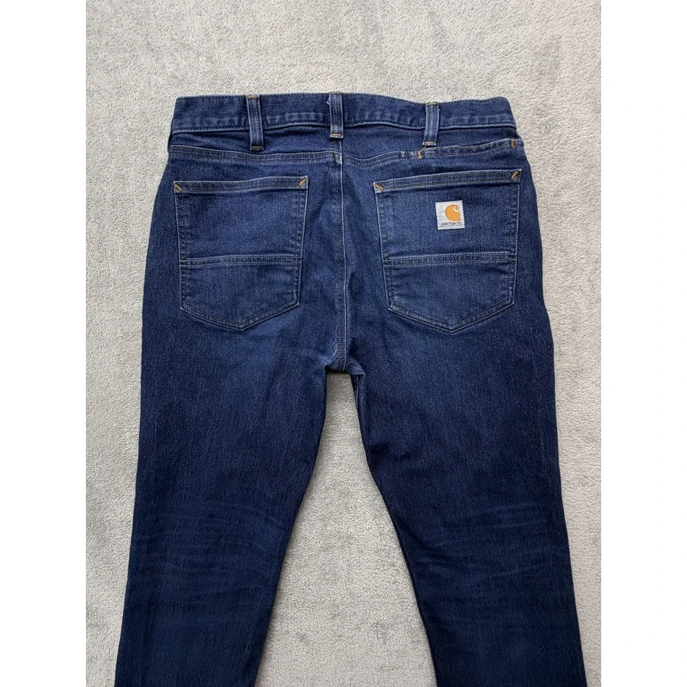 Carhartt Force Straight Jeans Mens Measured‎ 33x27 Blue Stretch Tapered Leg